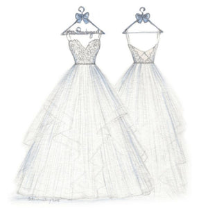sketch of the gown front and back