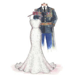 Sketch of the gown and military uniform 1