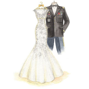 Sketch of the gown and military uniform 2