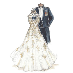 Sketch of the gown and military uniform 4