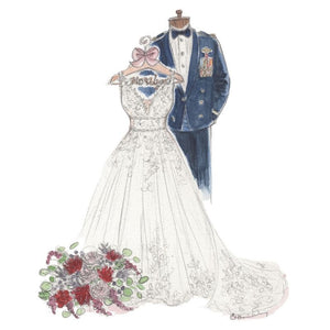 Sketch of the gown and military uniform 6